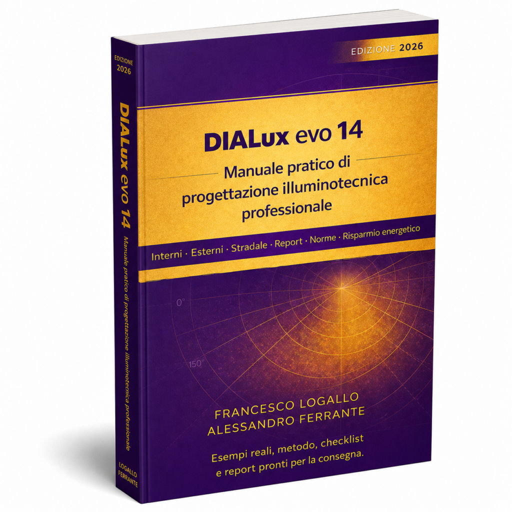 Manuale cartaceo DIALux evo 14 di Francesco Logallo e Alessandro Ferrante