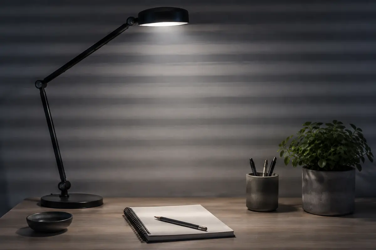 Fotografia originale LightAcademy che rappresenta una scena statica illuminata da un LED con alternanza visibile tra fasce più chiare e più scure