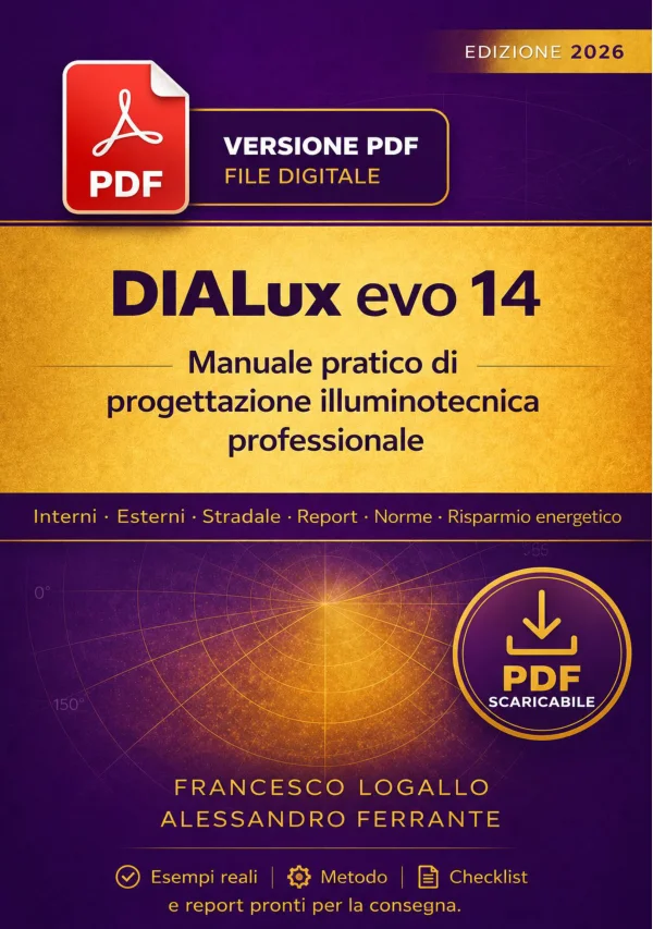 Copertina del manuale DIALux evo 14 di Francesco Logallo e Alessandro Ferrante
