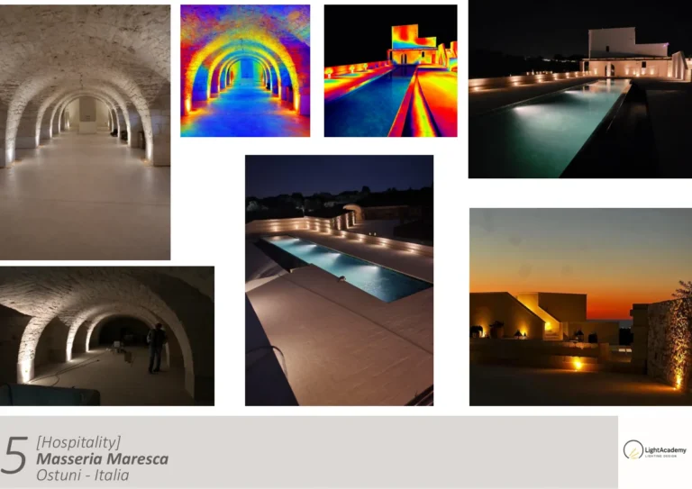 Masseria Maresca, Ostuni: illuminazione di interni, esterni e simulazioni