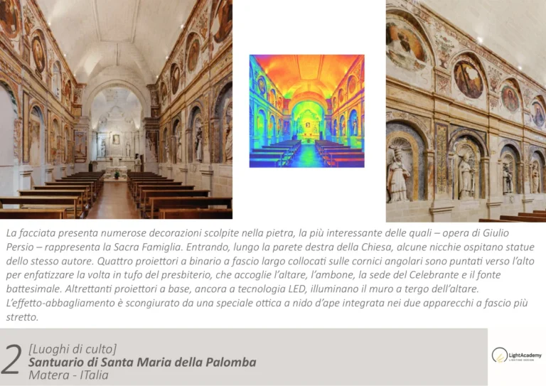 Santuario Santa Maria della Palomba, Matera: illuminazione e simulazione del progetto